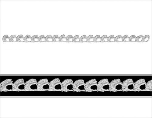 Dantelin motifi iki sırada örülmektedir. İlk sırada kafes şeklinde boşluklardan oluşan dantelin zemini oluşturulmaktadır. İkinci sırada ise yuvarlak yarım dolgularla model tamamlanmıştır.