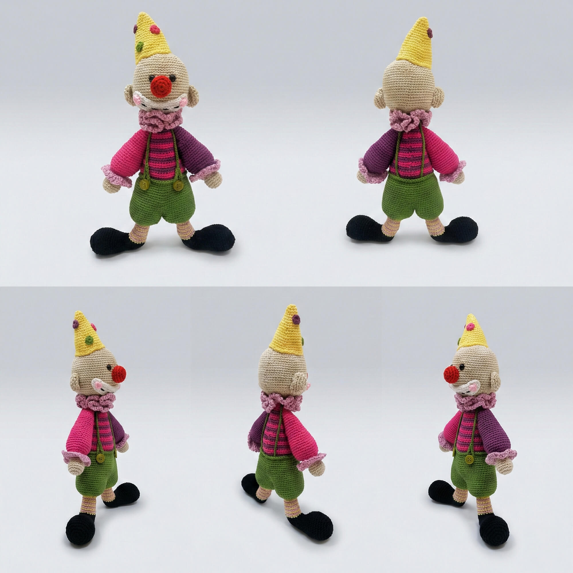 Renkli El Yapımı Amigurumi Palyaço - Özel Tasarım Örgü Oyuncak ve Dekoratif Figür - Görsel 6